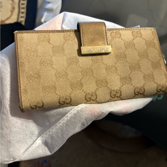 Gucci GG canvas‎ beige/brown canvas project wallet
